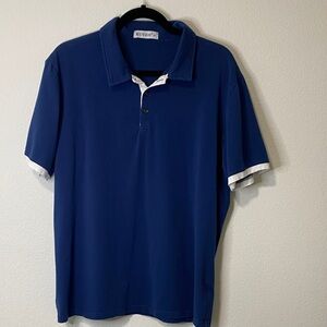 KUYIGO Blue and White Men's Polo Short Sleeve Shirt